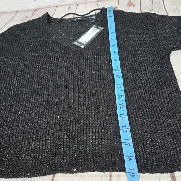 Vero Moda Leilani Long Sleeve V-Neck Pullover Sequin Sweater Black XS NWT - Picture 7 of 7